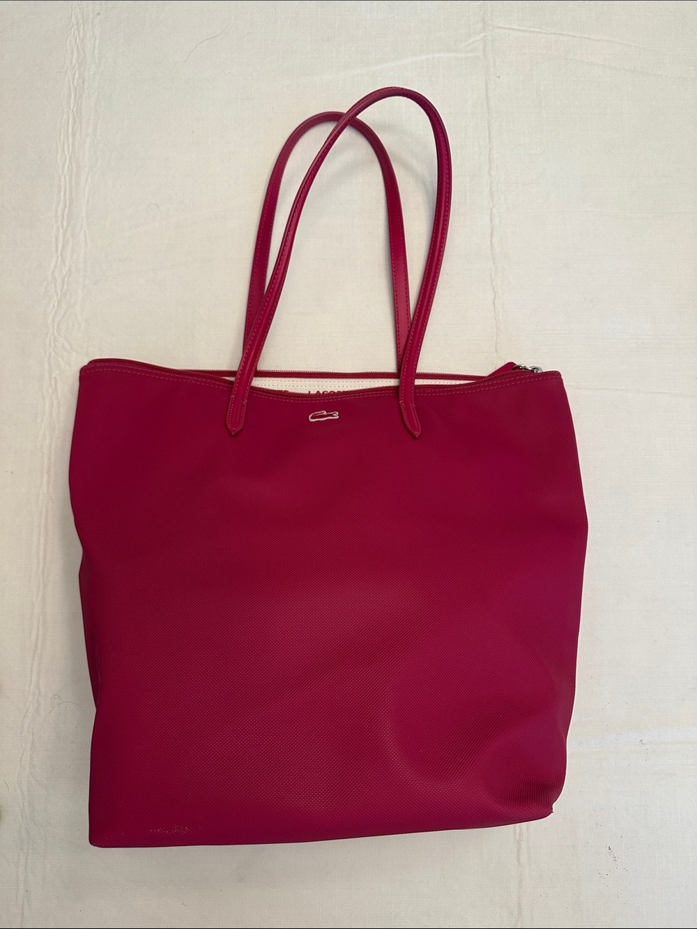 Lacoste Pink Tote with Slim Double Handles